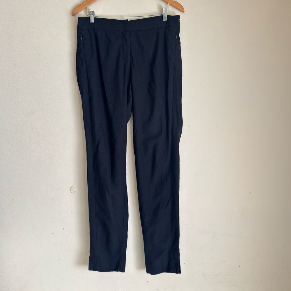 Akris Punto Women Pants Size 12 Black Wool Blend Straight Leg High Rise Career